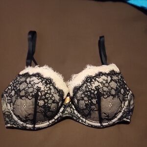 Adore Me Lace Black and Nude 34DD Sexy Bra